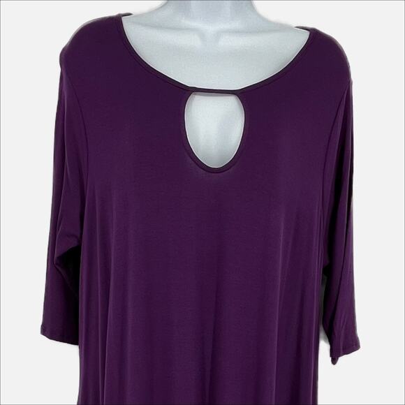 BBA Midi Keyhole Shirt Dress in Purple Plus Size 1X - Picture 2 of 9
